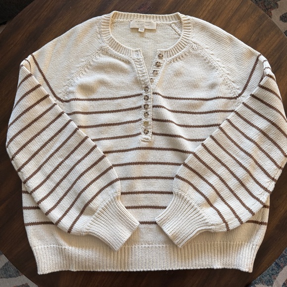 Sézane leontine jumper in brown/cream - Picture 1 of 4
